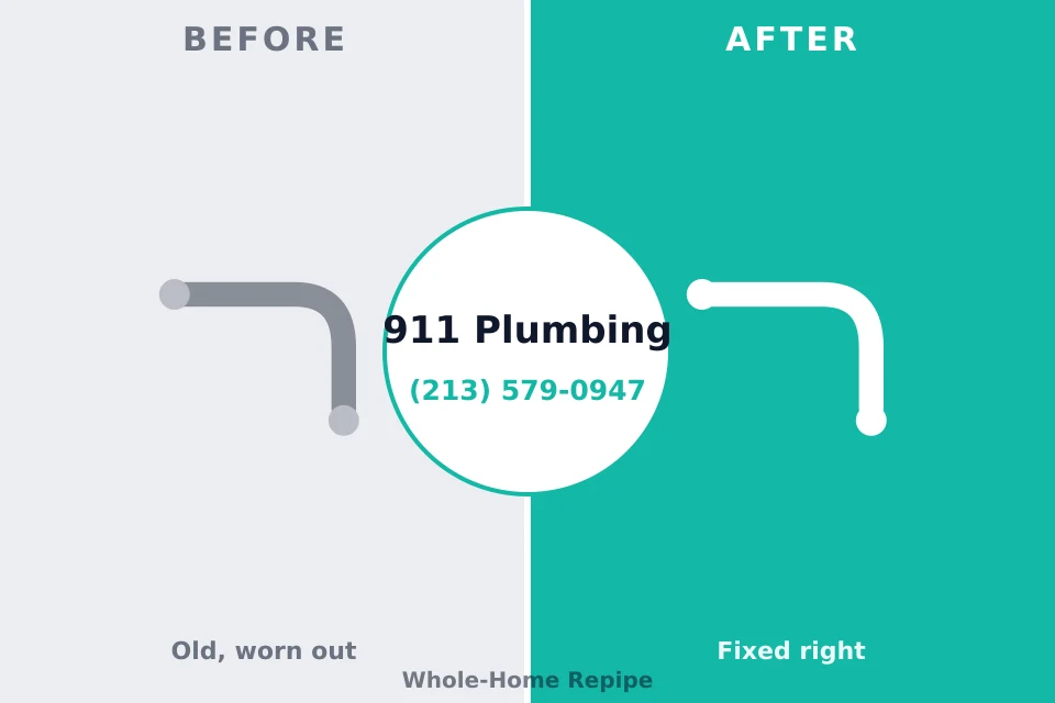 Before and after: plumbing repair Hilshire Village, TX